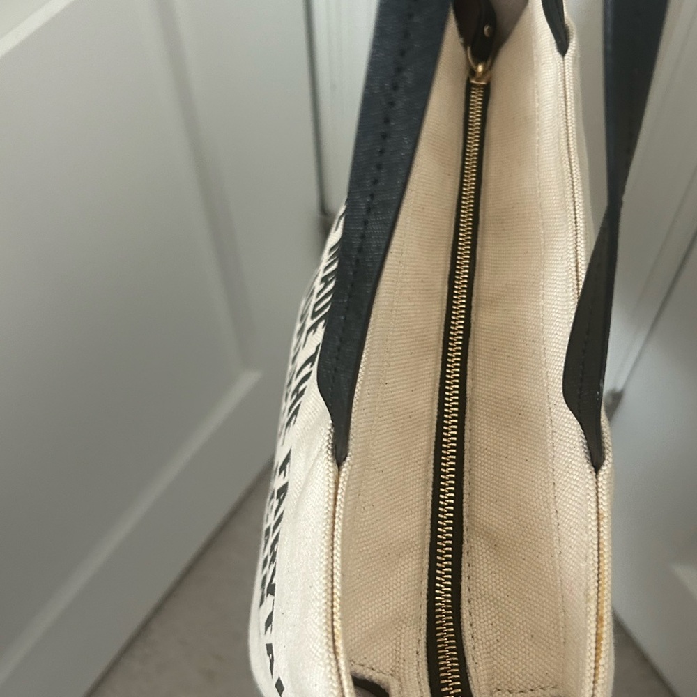Kate Spade & Disney Beige and Gold Glitter Canvas Tote with Black Text - Picture 5 of 5